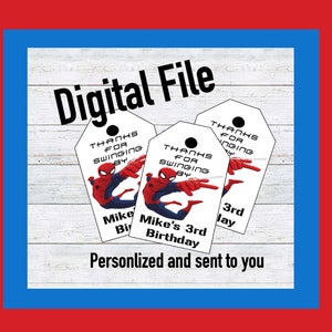 Digital File ~ You Print ~ Personalized Spiderman Party Favor Tags ~ Favor Thank you Tags ~ Party Tags ~ Birthday Favors