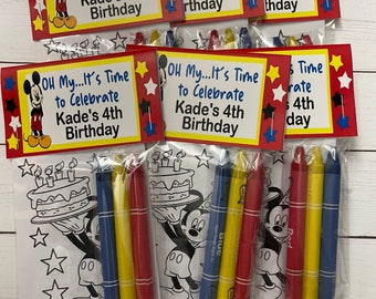 Personalized Mickey Color favors ~ Favors ~ Crayon favors ~ Boy Or Girl ~ Birthday Favors