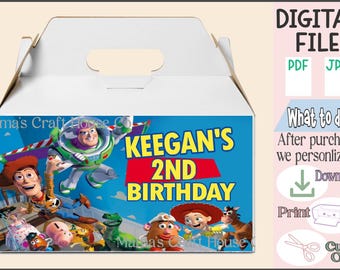 Caja de regalo personalizada de Toy Story ~ PDF ~ Caja de regalo Gable ~ Niño o niña ~ Regalos de cumpleaños