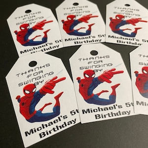 Personalized Spiderman Party Favor Tags ~ Actual Tag printed and cut ~ Favor Thank you Tags ~ Party Tags ~ Boy Or Girl ~ Birthday Favors