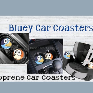 Car Coasters ~ Inspired Heeler Bluey Favors ~ Set of 2 Neoprene Car Coasters