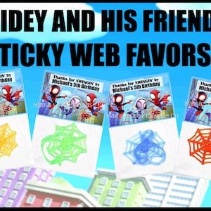 Personalized Spidey and his Amazing Friends ~ STICKY WEB favors ~ Inspired Spidey and his Amazing Friends Favors