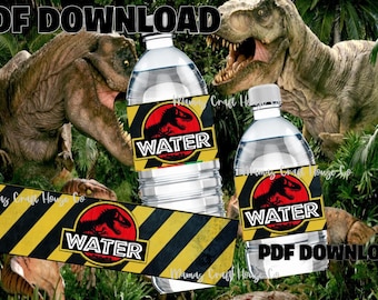 Water bottle wrapper ~ Jurassic Dinosaur wrapper ~ Favors ~ Water bottle wrapper ~ Boy Or Girl ~ Birthday Favors