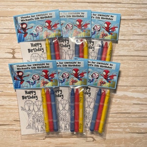 Personalized Spidey and his Amazing Friends Color favors ~ Favors ~ Crayon favors ~ Boy Or Girl ~ Birthday Favors