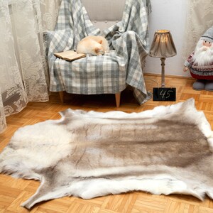 Reindeer Hide Large Premium quality Fluffy Rug unique Fur Carpet.