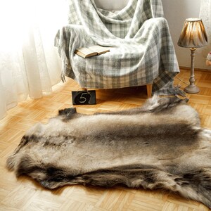 Natural Reindeer Hide Rug | Scandinavian Fur Throw | Soft Fluffy Carpet | Nordic Cabin Decor | Ethical Gift Idea
