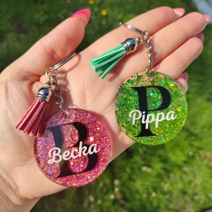 Personalised Name Keyring with Chunky Glitter