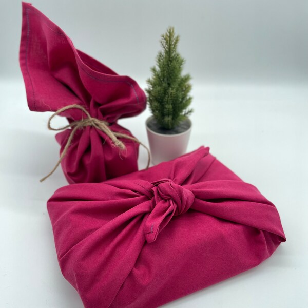 Geschenkpapier aus Stoff Pink Rosa Uni | Upcycling Geschenketuch | Nachhaltiges Geschenkpapier | Furoshiki Tuch