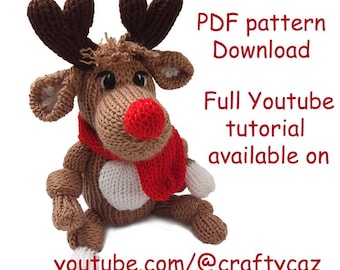 Knotty the Reindeer Pattern for 22-pin Circular Knitting Machines PDF PATTERN Addi and Sentro