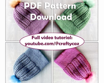 Trailing Ivy "Twin" Beanie Pattern for Circular Knitting Machines PDF PATTERN Addi 46 and Sentro 48 (Bonus patterns inc)
