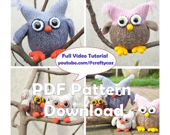 Knit Owl Pattern: Goodyhoo Design, 3 Sizes (PDF Download)