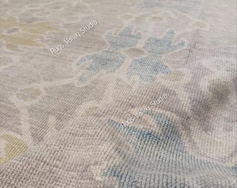 Modern oushak-tapijt, pastelkleurige handgeknoopte oushak-tapijt, pastelkleurige oushak-tapijt in 8 x 10, 9 x 12, 10 x 14 voor slaapkamer, woonkamer en eetkamer