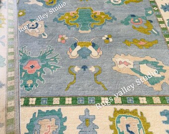 Pastel Modern Oushak Rug, Hand Knotted Wool Area Rug for Bedroom, Living room, dining area, Pastel Oushak Rug, Handmade Rug,Turkish Wool Rug