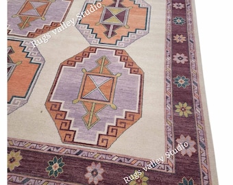 Trending Cream Hand Knotted Rug,Modern Oushak Rug,Wool Area Rug for Living room, Bedroom,Dining Area,Pastel Oushak Rug, Handmade Turkish rug