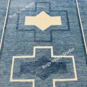 Hand Knotted Oushak Rug, Blue Wool Area Rug for Bedroom,Living room,dining area,Pastel Oushak Rug, Handmade Rug,Turkish Wool Rug 9x12, 10x14
