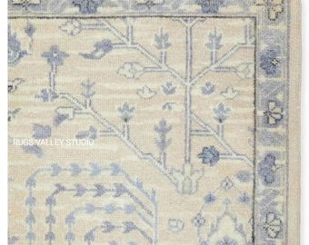 Eastview Hand Knotted Wool Rug, Ivory Oushak Rug, Wool Area Rug for Living room, bedroom, Dining area, Area Rug, Trending Handmade Area Rug