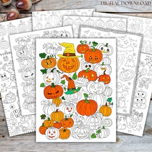 Spooky Doodle Halloween Coloring Pages, Halloween Pattern Coloring Pages, Cute Hand-Drawn Halloween Doodle Coloring Sheets