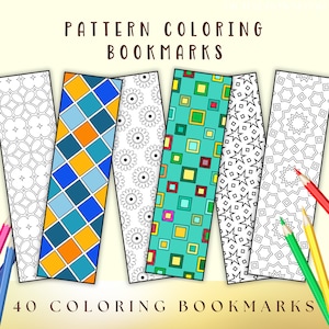Pattern Coloring Bookmarks • Geometric Bookmark Set To Color • 40 Relaxing Coloring Bookmarks