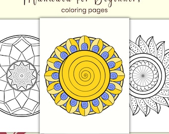 Mandala Coloring Pages for Beginners, 50 Hand-Drawn Designs (PDF)