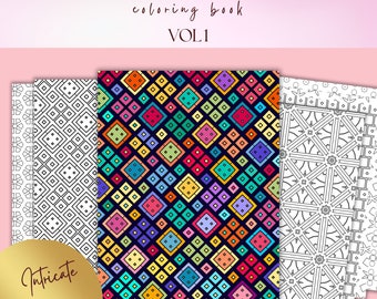 Relaxing Patterns Coloring Book Vol 1, Repeating Pattern Coloring Book, 50 Relaxing Patterns Coloring Sheets, Abstract Coloring Pages