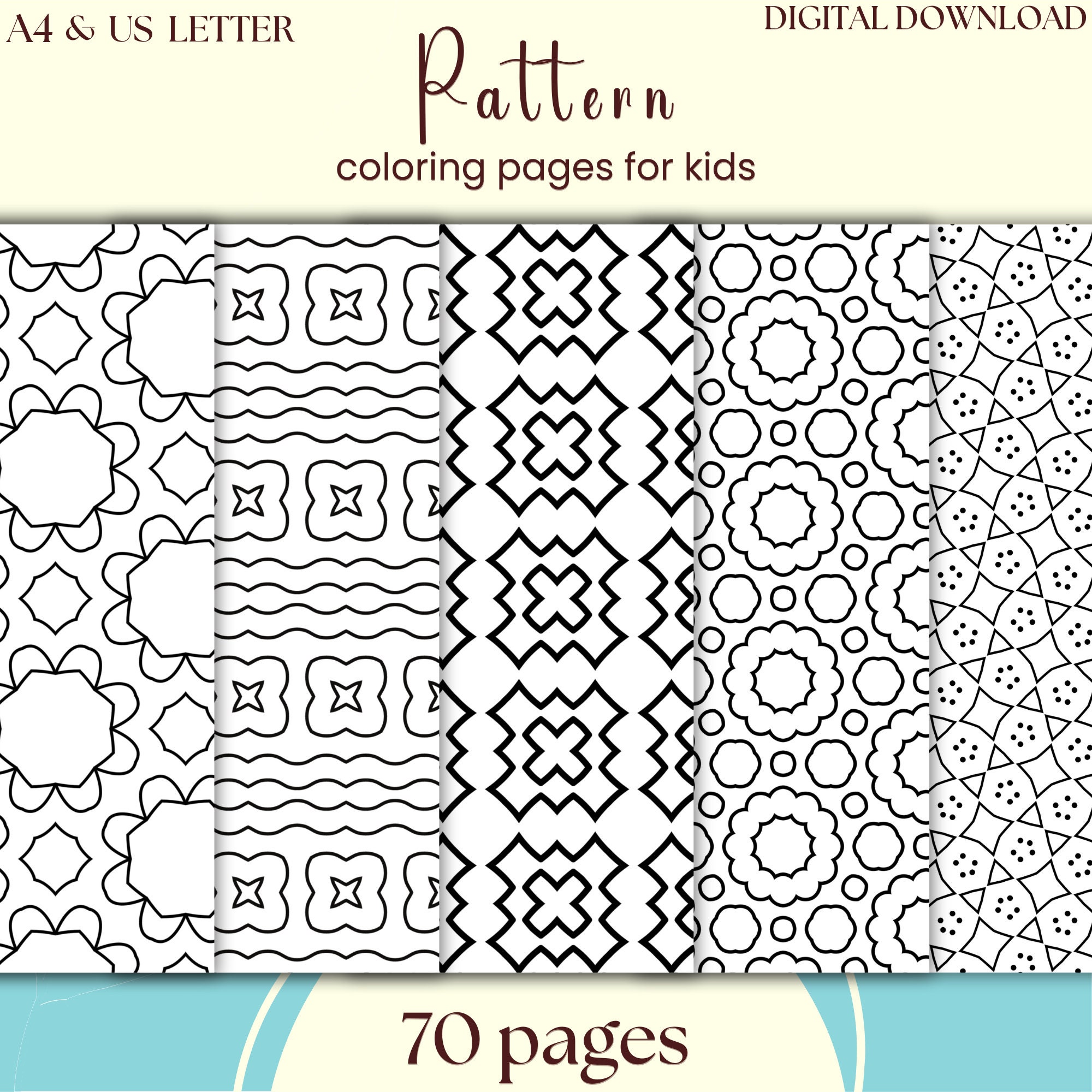 Bold and Easy Pattern Coloring Pages for Kids and Beginners, Geometric and Floral Pattern ...