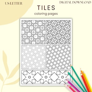 Tile Coloring Tutorial Geometric Tiles Coloring Pages, Mosaic Patterns (digital Download ...
