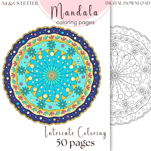 Hand Drawn Mandala Coloring Pages, Intricate Mandala Coloring Pages, Mindfulness Coloring Pages, Anxiety Relief Mandala Coloring Pages
