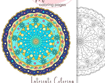 Intricate Mandala Coloring Pages, 50 Hand-Drawn Designs (Digital Download)