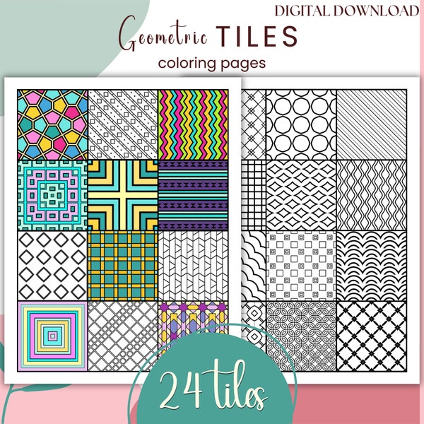Geometric Tiles Coloring Pages, Geometric Patterns Coloring Pages, Abstract Patterns Coloring Sheets