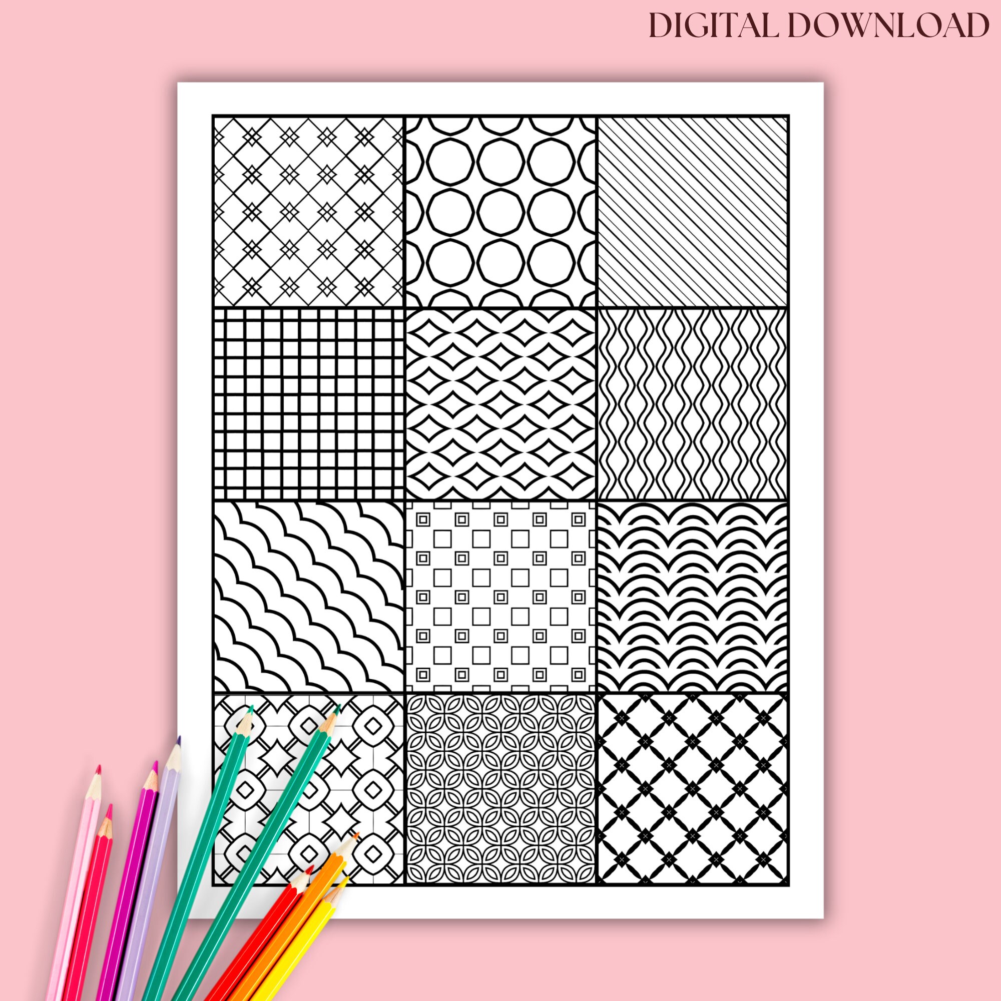 Geometric Tiles Coloring Pages, Geometric Patterns Coloring Pages ...