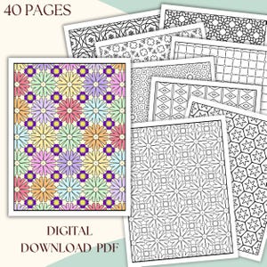 Relaxing Pattern Coloring Pages, Geometric And Abstract Pattern Coloring Pages, Floral Pattern Coloring Sheets