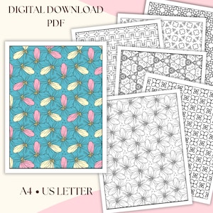 Målarbilder med geometriska mönster, avkopplande abstrakta mönster, blommönster (PDF-nedladdning)