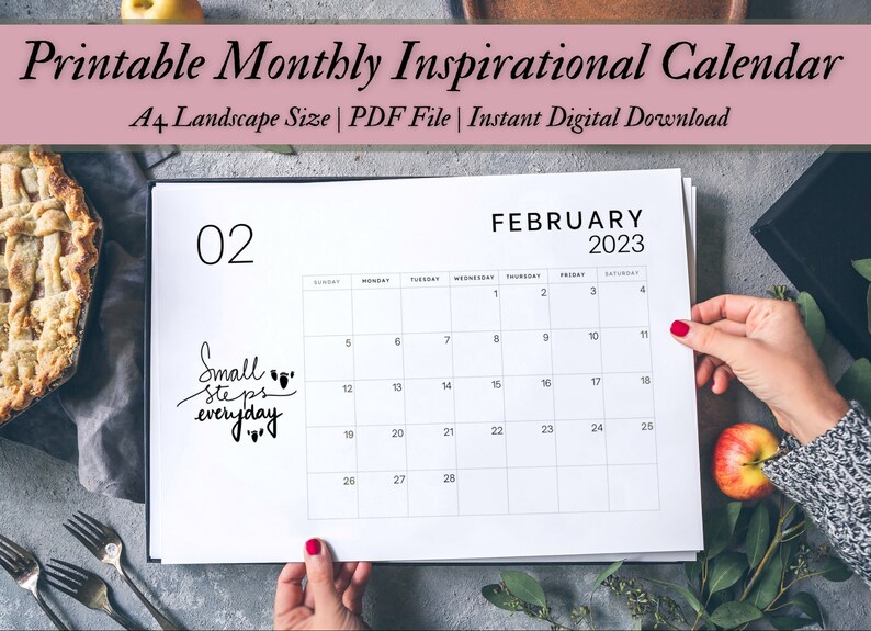 2023 Monthly Calendar Teacher Calendar Positive Quote Etsy Israel