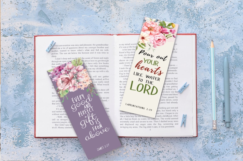 Printable Bible Verses Bookmarks | Set of 5 | Size 410mm X 152mm ...