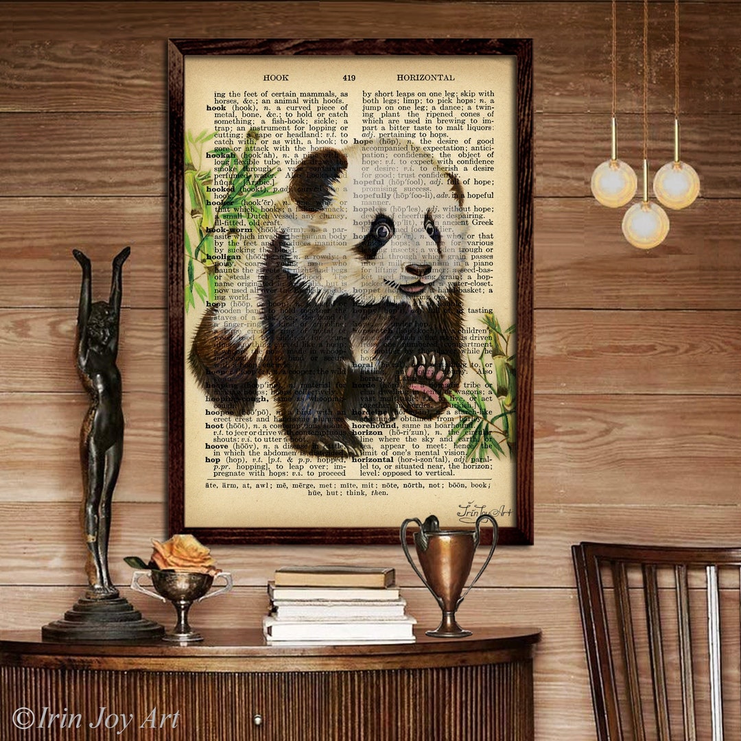 Home Nursery Animal Wall Art Decor Print Panda Bear on Book Page Dictionary  Wall Art, Woodland Art Animal Illustration Panda Gift by Irinjoy - Etsy