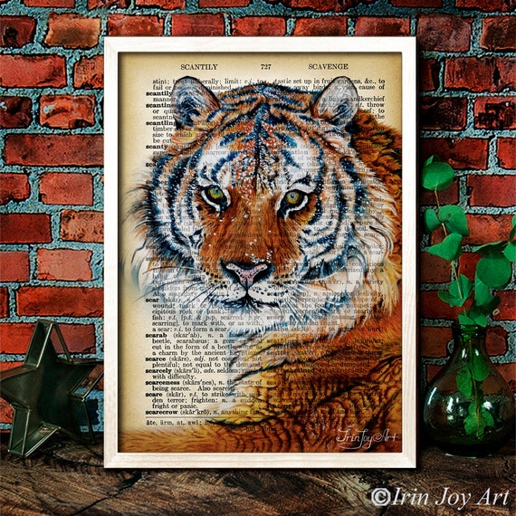 Tiger Vintage Dictionary Art Print Animal Retro Poster Old - Etsy