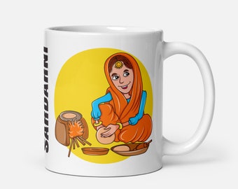 Vintage style Sardar & Sardarni White glossy mug