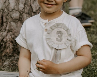 Grey Organic Birthday Badge | Naturally Dyed Cotton | Choose Your Number