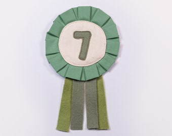 Vintage Green Handmade Birthday Badge | Natural Materials | Choose Your Number
