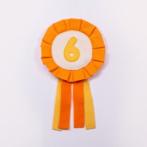 Orange and Yellow Birthday Badge Cotton and Wool Felt Choose Your Number image 1