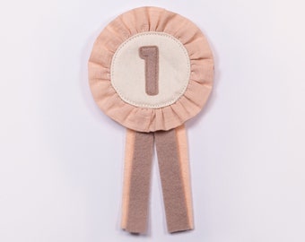Handmade Birthday Badge | Soft Pink, Mauve and Pale Pink | Choose Your Number