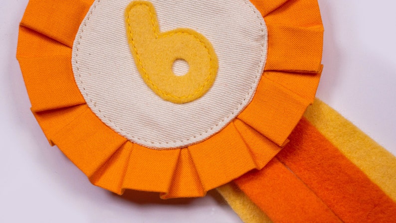 Orange and Yellow Birthday Badge Cotton and Wool Felt Choose Your Number image 2