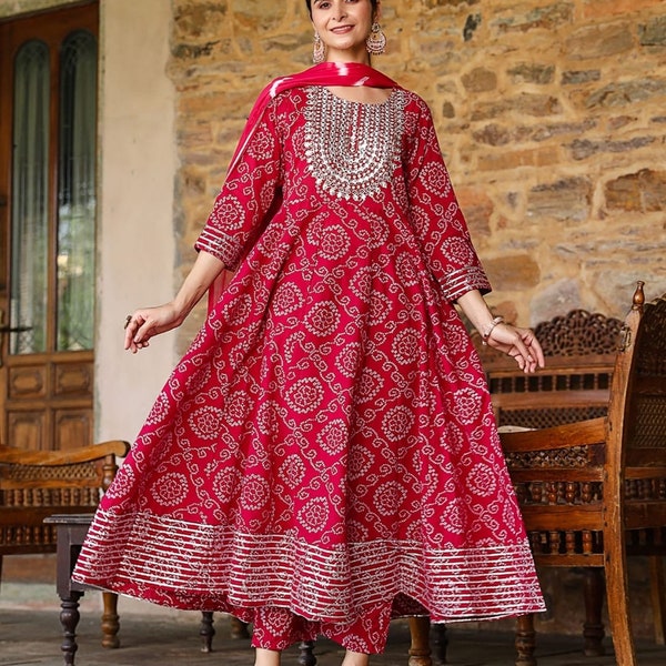 Natsbyte_fashion Ethnic Elegance : Kurtis for Women and Girls || Printed Anarkali Kurti with Pant and Dupatta Set || For Every Occasion