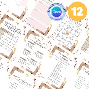 Jogos de chá de panela boho espanhol: conjunto com 12 jogos (download digital)