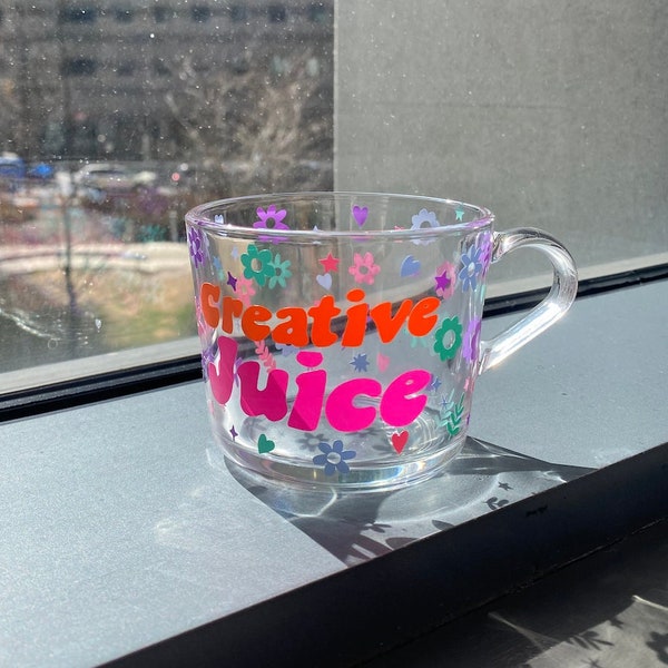 Tasse en verre | tasse personnalisée | Nom Mug | tasse surdimensionnée | tasse à café | Verres tendance