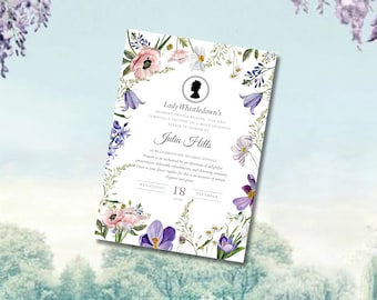 Editable Purple Pink Wisteria Bridal Shower Invitation Victorian Regency Bridal Shower Bridgerton Themed Bridal Shower Tea Party Invite