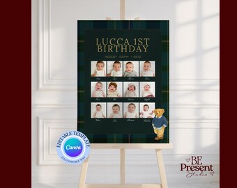 Baby's First Year Photo Collage Poster: Modern 1st Birthday Sign (Digital Download)