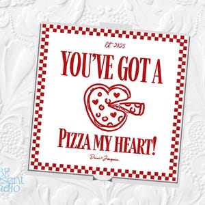 Caja de pizza para parejas. Caja de pizza para San Valentín, CAJA DE PIZZA a cuadros personalizada, Caja de pizza personalizable Tarjeta de San Valentín para el día de San Valentín n.° 070