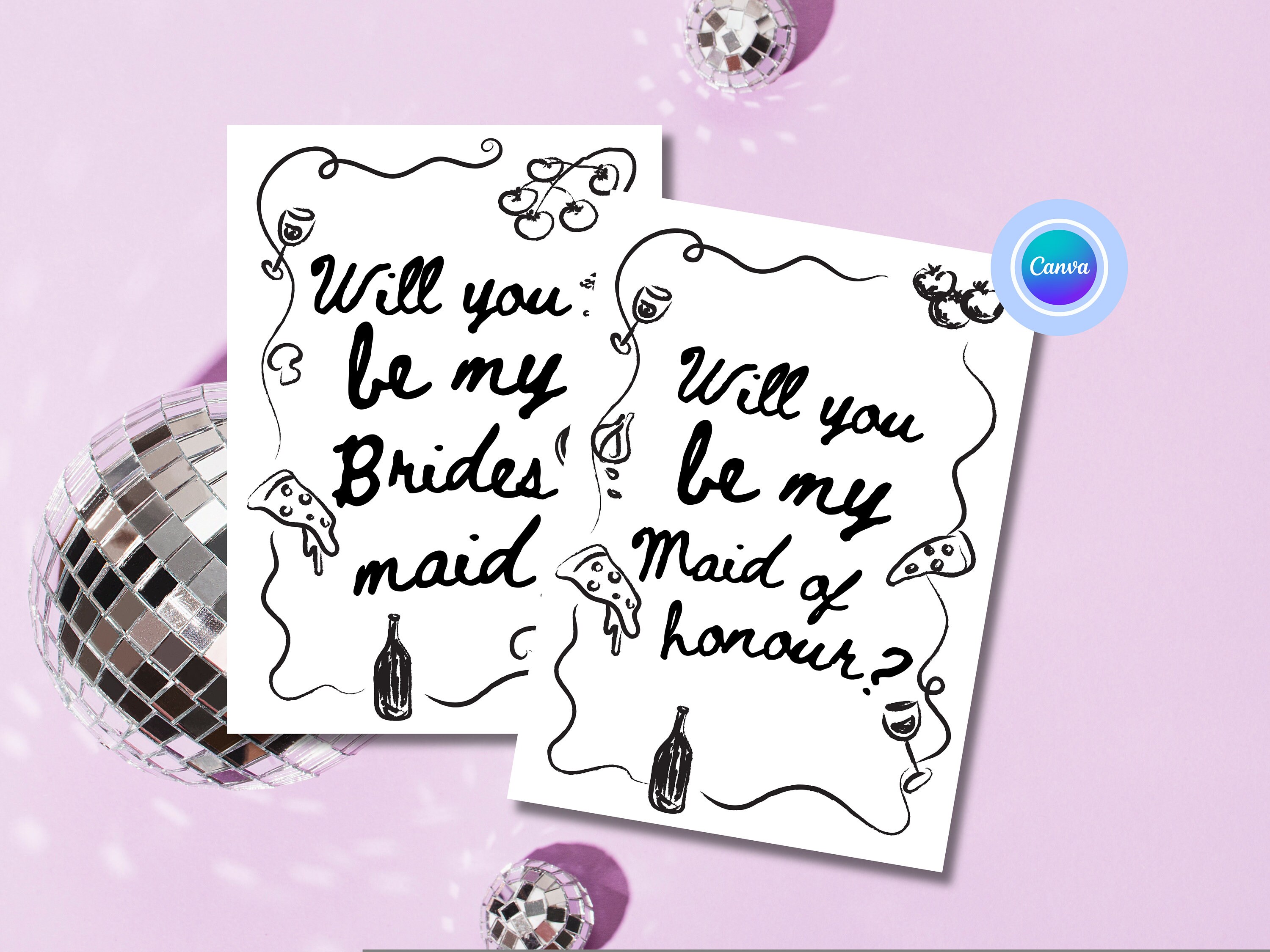 Be My Bridesmaid &amp; Maid of Honour Proposal, Combo Black and White Cards ...