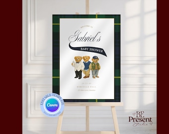 Polo Baby Shower Welcome Sign Template varsity baby polo shower teddy bear welcome sign baby shower poster teddy vintage welcome sign vintag